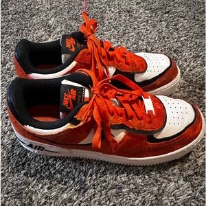 Nike Air Force 1 Shadow Rust Orange cracked leather suede sz 9.5 Classic
